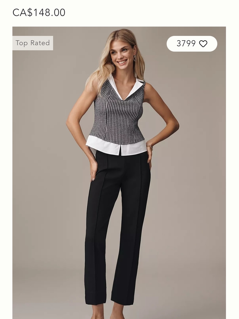 Maeve Camel colored Straight-Leg Dress Pants - Black